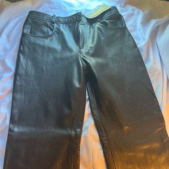 UNIK Leather Apparel Men's Pants Size 38 Black Motorcycle Biker - Picture 1 of 14